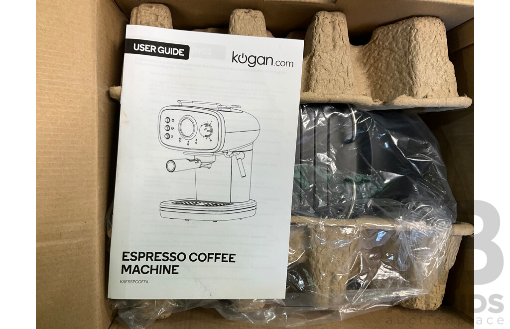 KOGAN Espresso Coffee Machine & 12L Stainless Steel 1800W Air Fryer Oven - Lot of 2 - Estimated Total ORP 179.00