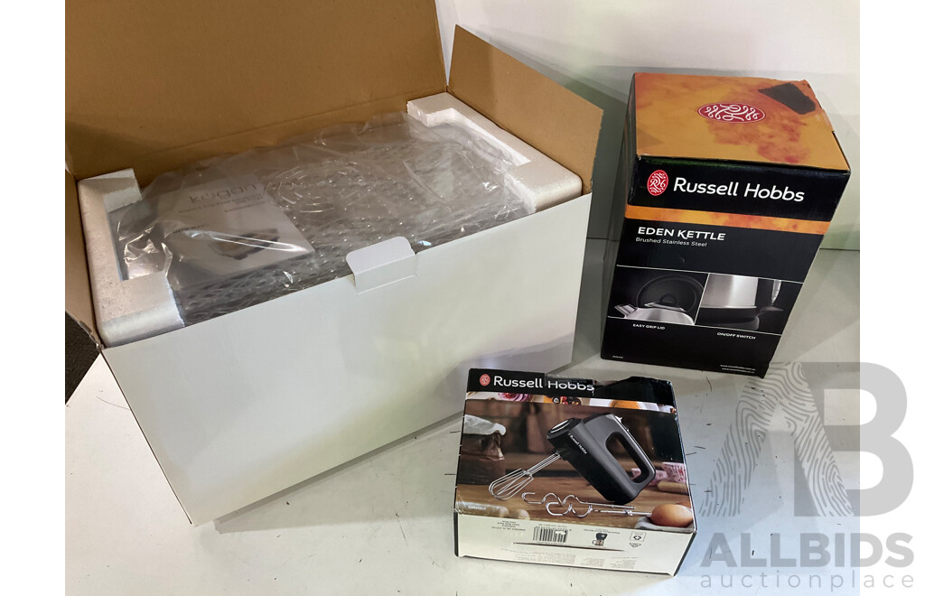 RUSSELLL HOBBS Eden Kettle & Hand Mixer & KOGAN 6 Tray Food Dehydrator With Timer - ORP $249.00