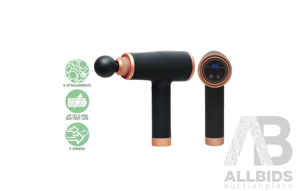 VISTARA Hyper Impact Pro 9 Speeds 5 Heads Digital Powerful Massage Gun - ORP $199.95
