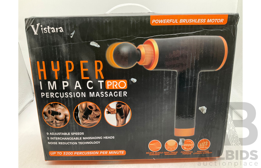 VISTARA Hyper Impact Pro 9 Speeds 5 Heads Digital Powerful Massage Gun - ORP $199.95