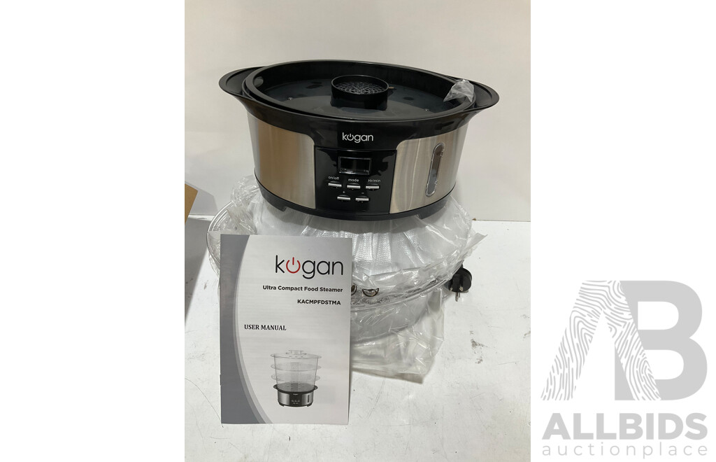 KOGAN Stick Mixer Set, Double Walled Kettle and Ultra Compact Food Steamer - Lot of 3 - Estimated ORP $199