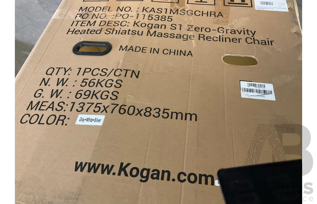 KOGAN S1 Zero-Gravity Heated Shiatsu Massage Recliner Chair  - ORP $899.00