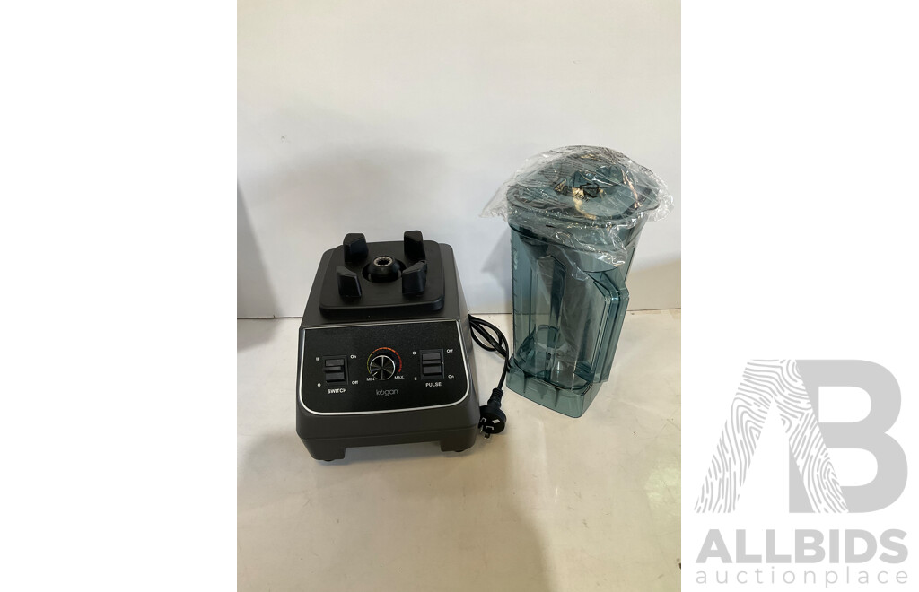 KOGAN 2.0L Cordless Smart Glass Kettle 2200W, KOGAN 1500W Vitablast Blender - Lot of 2 - Estimated ORP $199.99