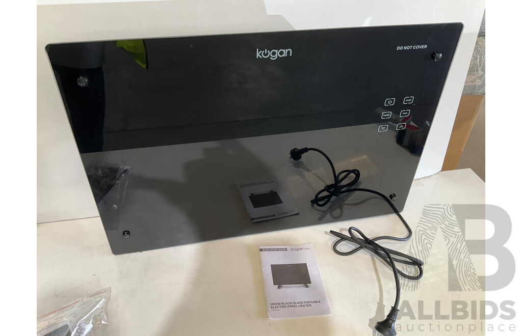 KOGAN Black Glass Portable Electric Panel Heater 1500W Black - Estimated ORP $149