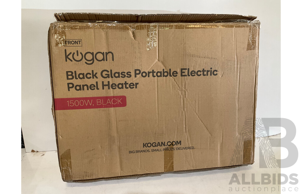 KOGAN Black Glass Portable Electric Panel Heater 1500W Black - Estimated ORP $149