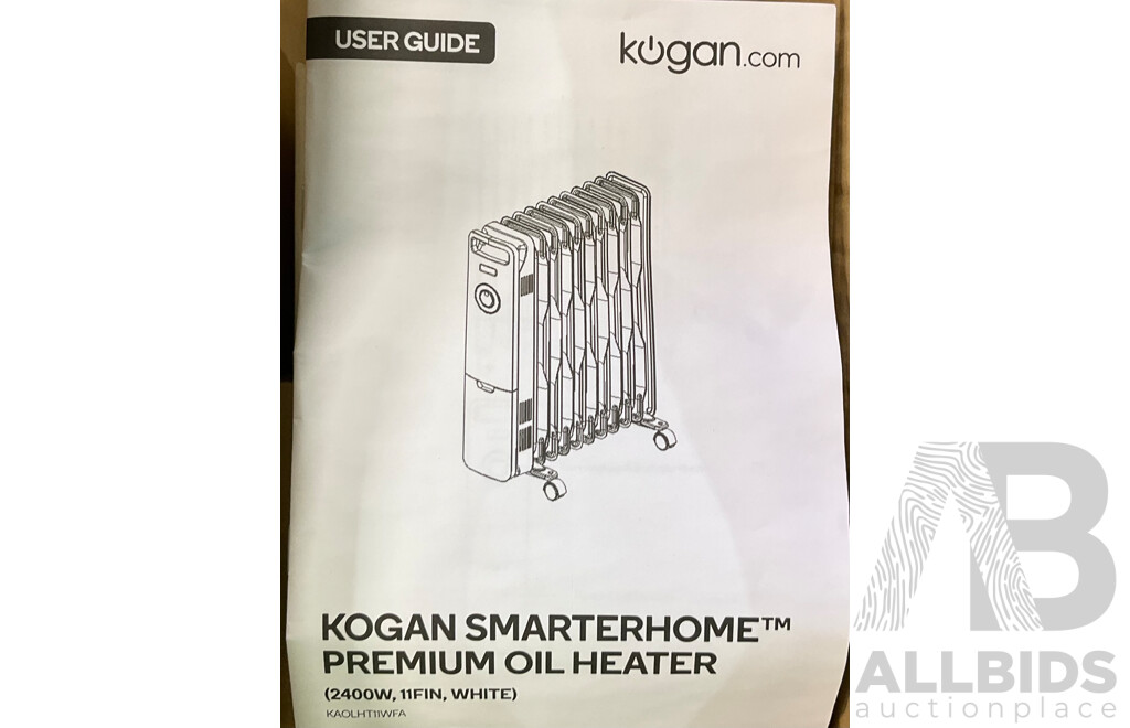 KOGAN SmarterHome Premium Oil Heater (2400W/11Fin/White) - ORP $129.00