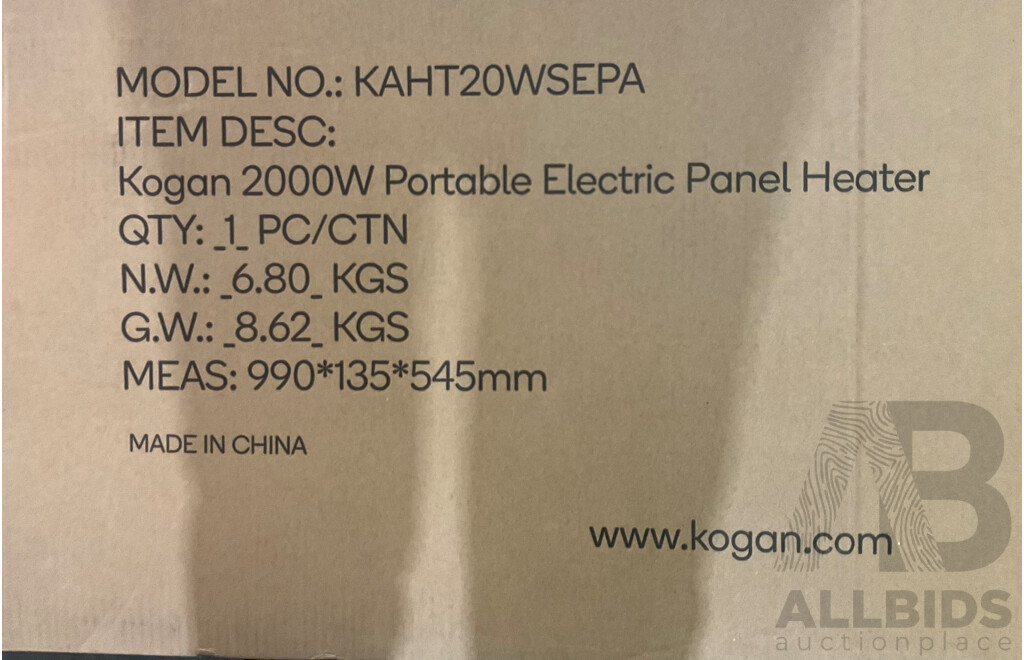 KOGAN Portable Electric Panel Heater 2kW - ORP $199.99