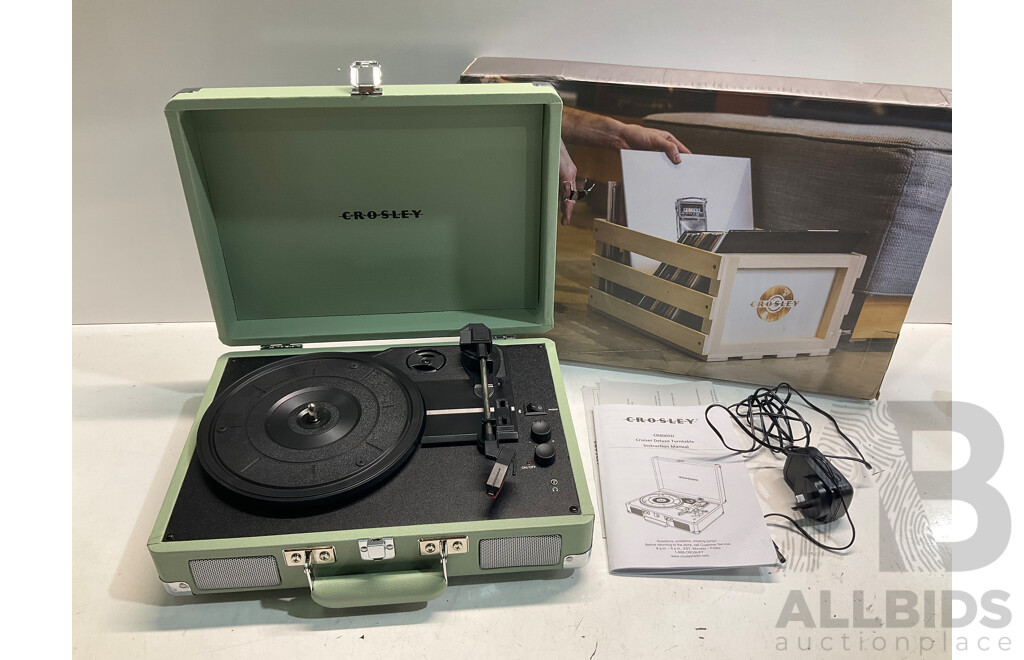 CROSLEY Vinyl Record Player, CROSLEY Record Storage Crate - Lot of 2  - Estimated ORP $199