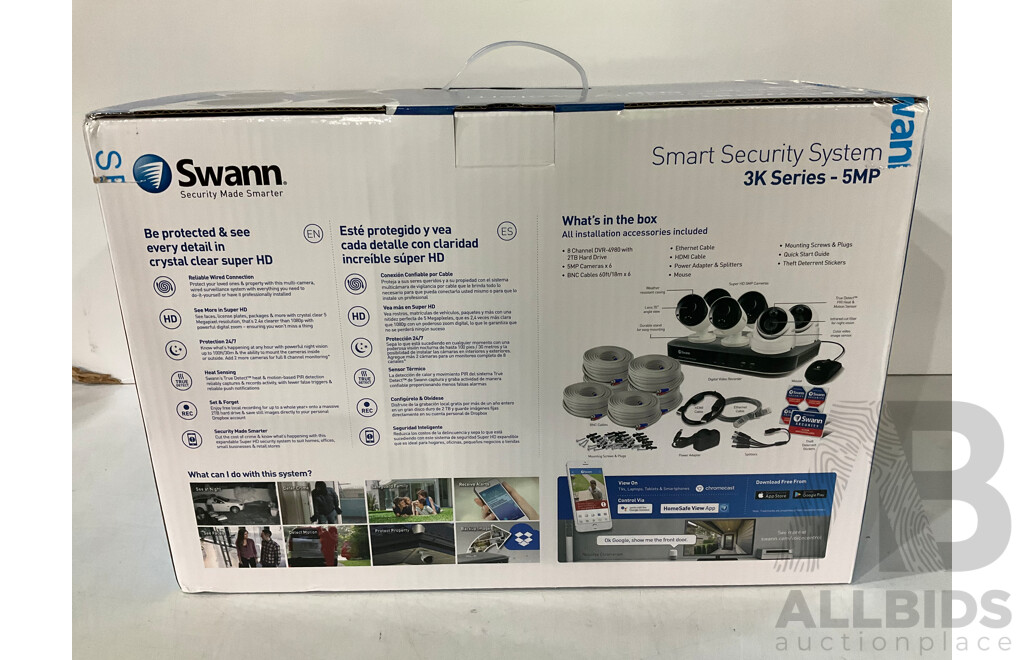 SWANN (SWDVK-849804B2D) 5MP 8 Channels HD Security System With 2TB HDD and 6 Cameras - ORP $599.00