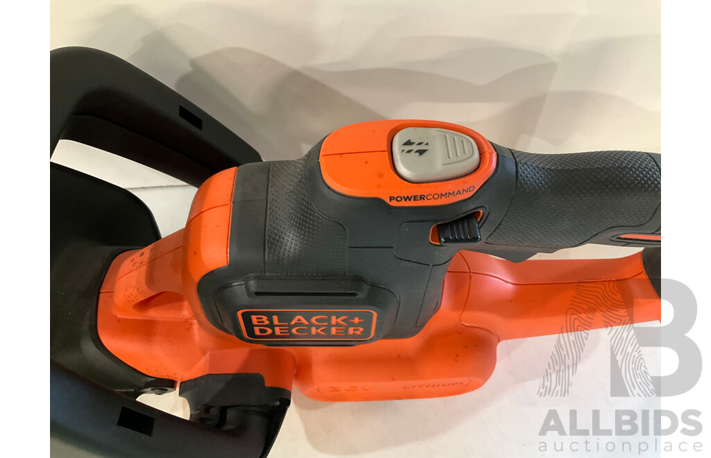 BLACK & DECKER Batery Charger and 36V Battery, Black & Decker Hedge Trimmer - Estimated ORP $299