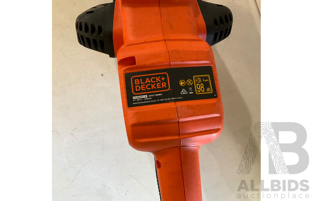 BLACK & DECKER Batery Charger and 36V Battery, Black & Decker Hedge Trimmer - Estimated ORP $299