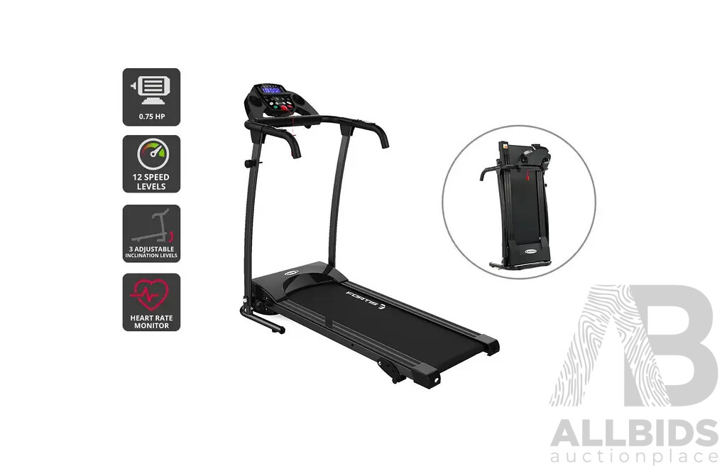 FORTIS (FSEFBTM360A) 360mm Belt Adjustable Incline Electric Treadmill - Total ORP $499.99