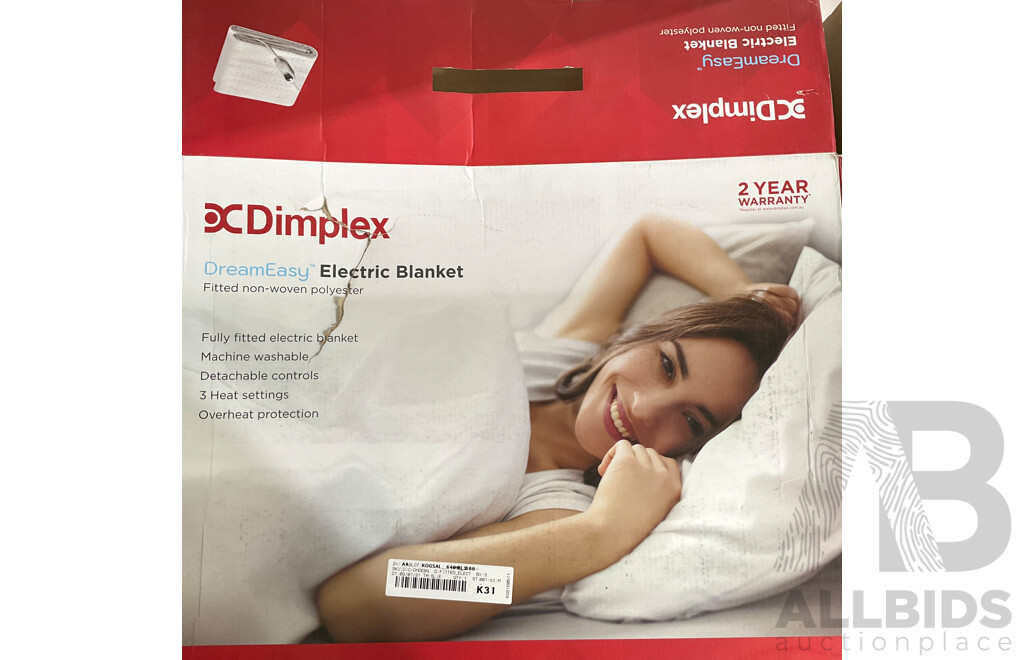 DIMPLEX Dreameasy Electric Blanket (Queen Size) & HELLER 40cm Deskfan -  Lot of 2 - Estimated Total  Total ORP $149.00