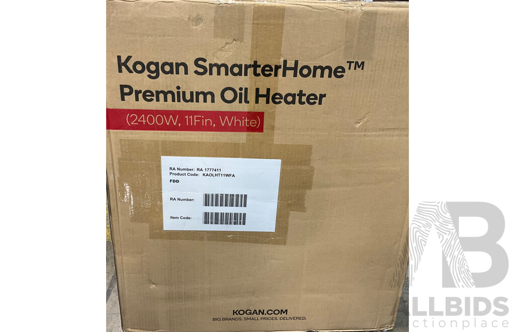 KOGAN (KAOLHT11WFA) 2400W, 11 Fin Premium Oil Heater (White) - ORP $179.99