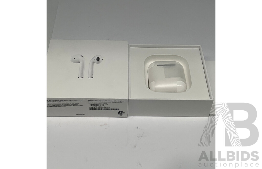 APPLE (MRXJ2AM/A) AirPods Generation 2 With Wireless Charging Case  ORP $500.00