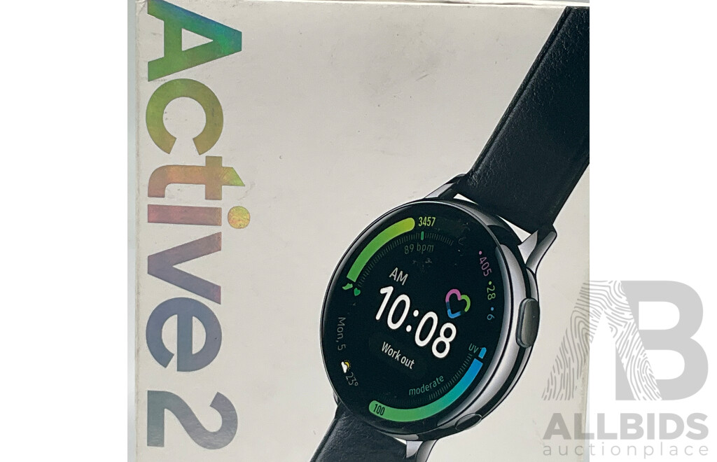 SAMSUNG (SM-R830)Galaxy Watch Active 2  (40mm) Silver (Black Strap) - ORP $599.00