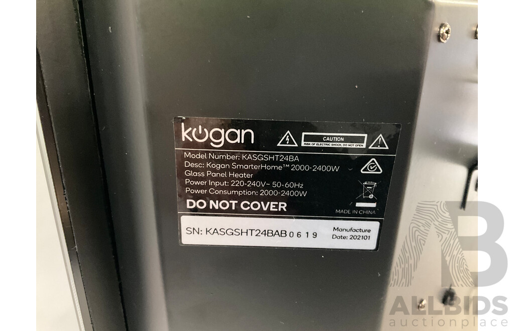 KOGAN SmarterHome™ 2.4kW Smart Glass Panel Heater (Black) - ORP $179.00