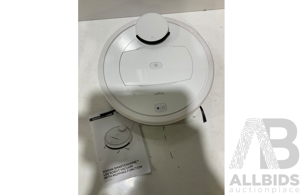 KOGAN SMARTER HOME LX8 ROBOT  VACUUM CLEANER WITH MOPPING FUNCTION (KAVACRBLX8AB0671) - Estimated ORP $299.99