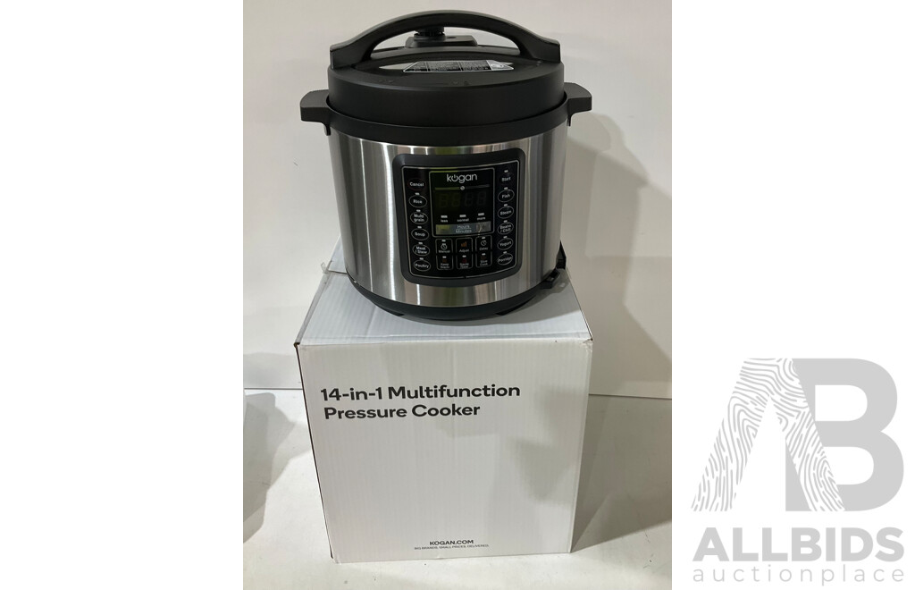 KOGAN 14-in-1 Multifunction Pressure Cooker / ESTELLE Hot Air Hair Dryer & Volumizer Brush - Lot of 2 - Estimated ORP $249.99