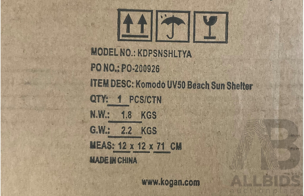 CERTA PowerPlus 20V Cordless Hedge Trimmer (Skin Only) & KOMODO UV50 Beach Sun Shelter - Lot of 2 - Estimated Total ORP $199.00