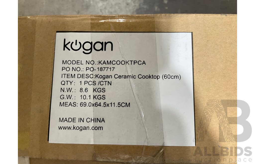 KOGAN CERAMIC COOKTOP 60cm (KAMCOOKTPCA) - Estimated ORP $199