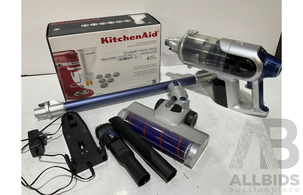 KITCHENAID GOURMET PASTA PRESS, KOGAN STICK VACUUM CLEANER - Lot of 2 - Estimated ORP $399