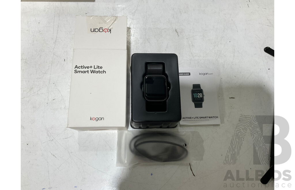 KOGAN TV WALL MOUNT, SET of 4 SMART DOWNLIGHT, ACTIVE+ SMART WATCH, SMART BABY MONITOR CAMERE, FOXTEL NOW, POUCH - Lot of 6 - Estimated ORP $299