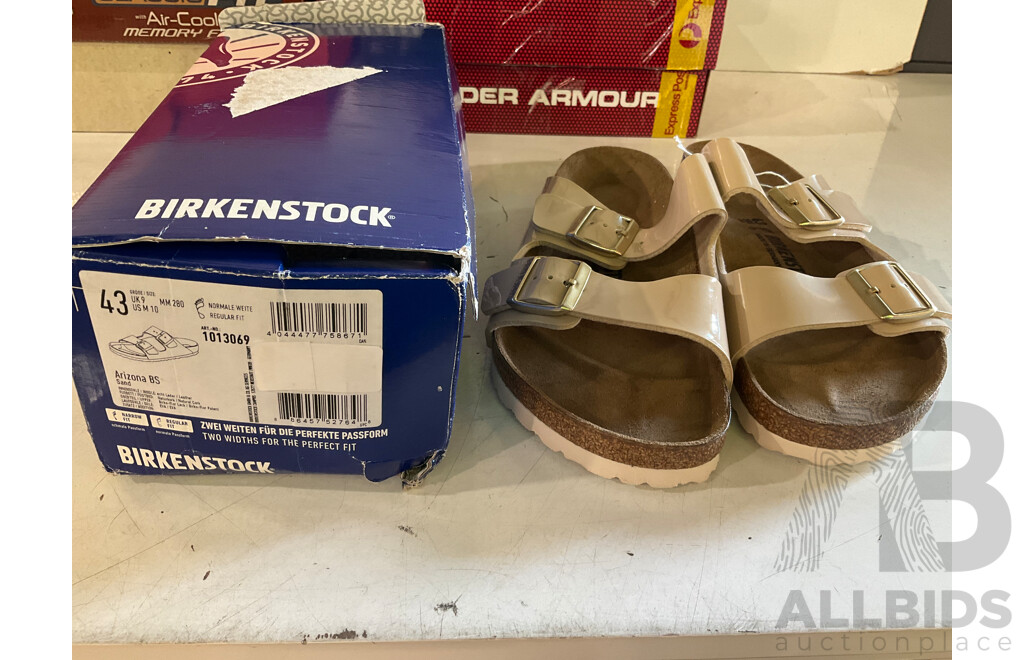 BIRKENSTOCKS, NIKE, UNDER ARMOUR, ADIDAS & Assorted Shoes - Lot of 6 - Esdtimated Total ORP $600.00