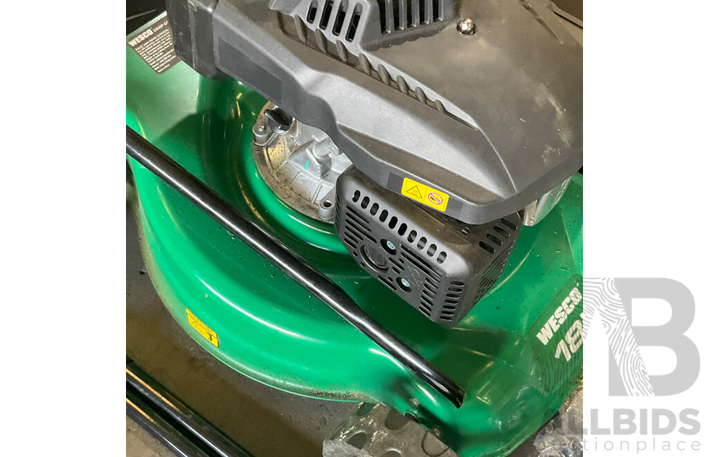 WESCO 161CC 4 Stroke 18 Inch Petrol Lawn Mower With Catcher  ORP $249.00