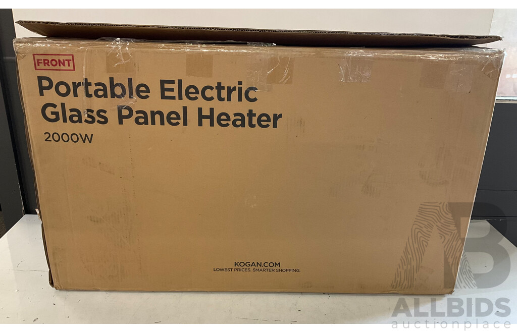 KOGAN (KAHTP20BLKA) Portable Electric Glass Panel Heater 2000W - ORP $199.99