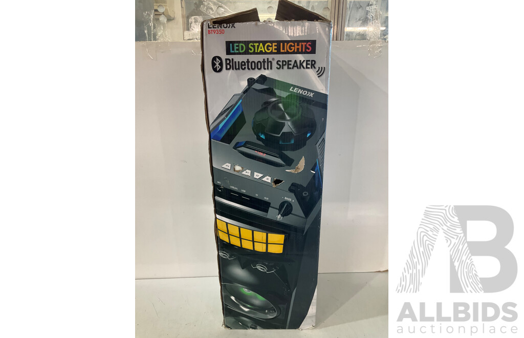 LENOXX (BT9350) LED Stage Lights Portable Bluetooth Speaker With 80W RMS - ORP $249.95