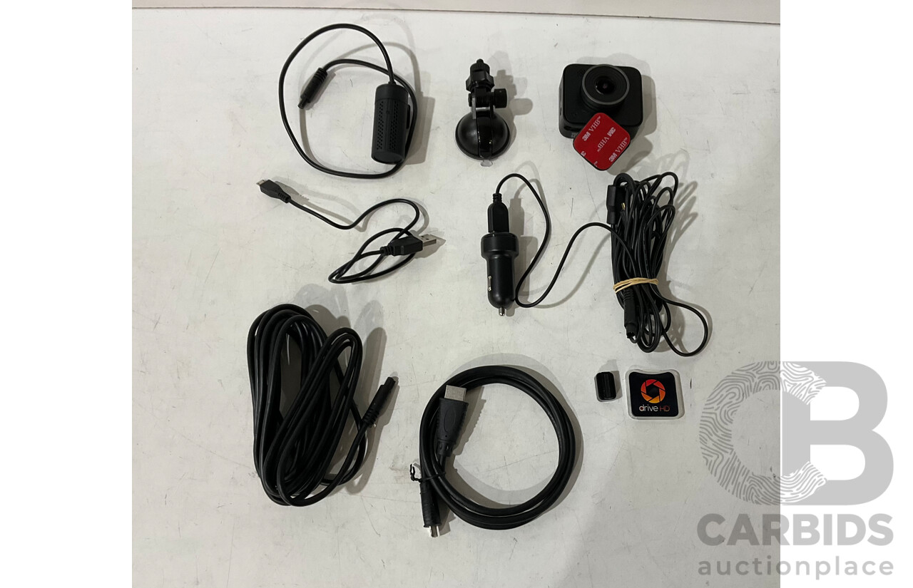 COBRA (CCDC4500AUS) Drive HD Dual View Dash Cam - WINPLUS (AC56388AU-60) 12V Car Jump Starter & Portable Power Bank - RAINX Auto Cover (M) - Lot of 3 - Estimated Total ORP $299.99
