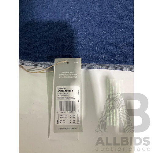 ADIDAS (DH2860) Blue/White Towels - Lot of 6 - Total ORP $179.70