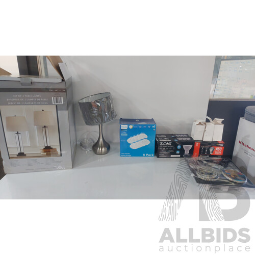 COMMERCE STREET Set of 2 Table Lamps & Assorted Lighting Equipment - Lot of 6- Estimated ORP $250