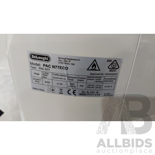DELONGHI (PACN77ECO) Pinguino Portable Air Conditioner - ORP $579.99