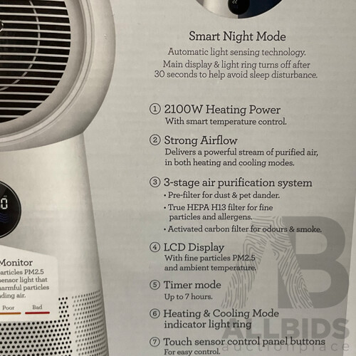 BREVILLE (LPH708WHT2JAN1) the AirRounder™ Plus Connect 3-in-1 Heating & Cooling Purifier - ORP $599.00