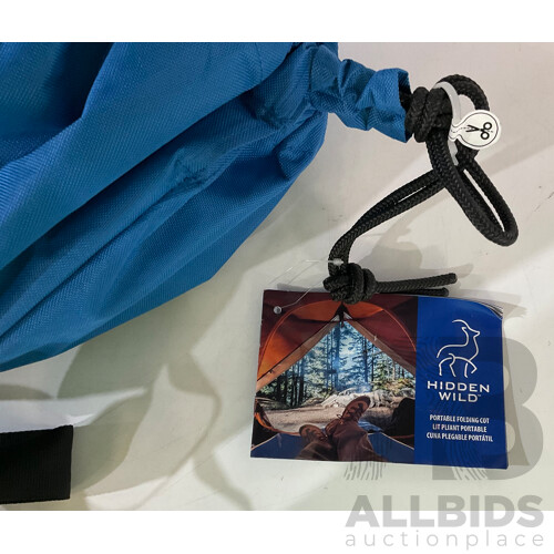 CORE EQUIPMENT 30 Degree Hybrid Sleeping Bag X 2 - HIDDEN WILD (HWCC-XL-CL) Portable Folding Cot - KIRKLAND Carry Bag - Lot of 4 - Estimated ORP $200.00