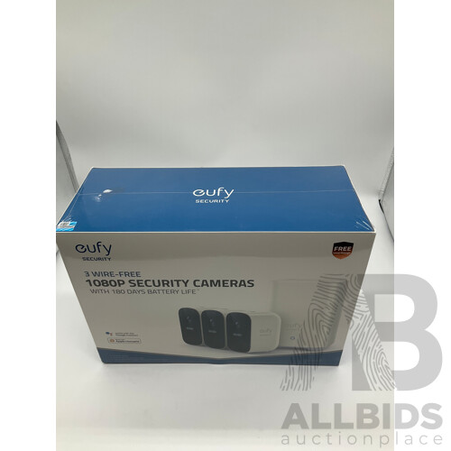 Eufy (T8832CD3) Security 3 Wire-Free 1080P Security Cameras - Orp $549.95