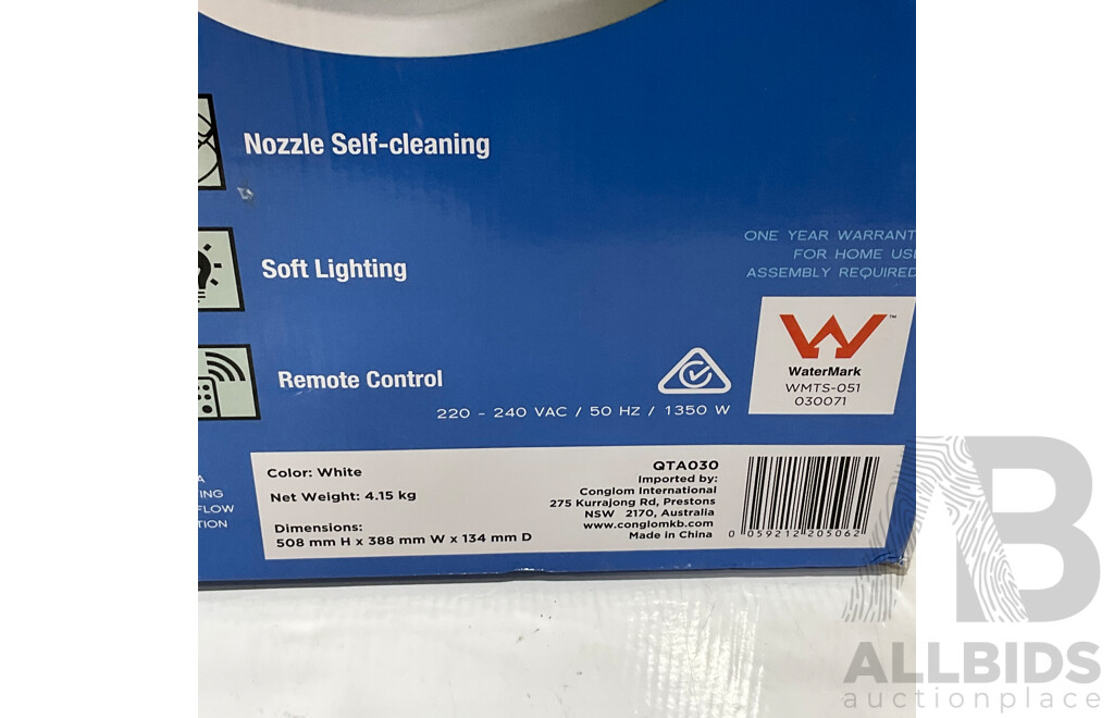 PRESENZA (98038) Heavy Duty Smart Bidet Seat White - Precenza (QTA025F) Bidet Water Filter (X4) - Lot of 5 - ORP $489.99