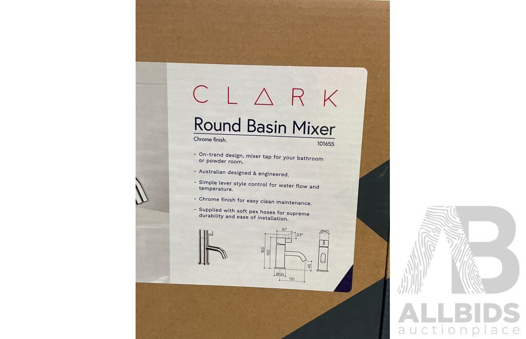 SENSIBLE ECO LIVING Step Bin 47L (1600211), CLARK (CL10007.C5A) Round Basin Mixer - LOT of 2 - TOTAL ORP $302.94