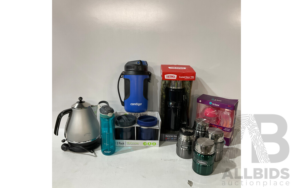 THERMOS, CONTIGO, DELONGHI & Other Similar Items - Lot of 10 - ESTIMATED ORP $200