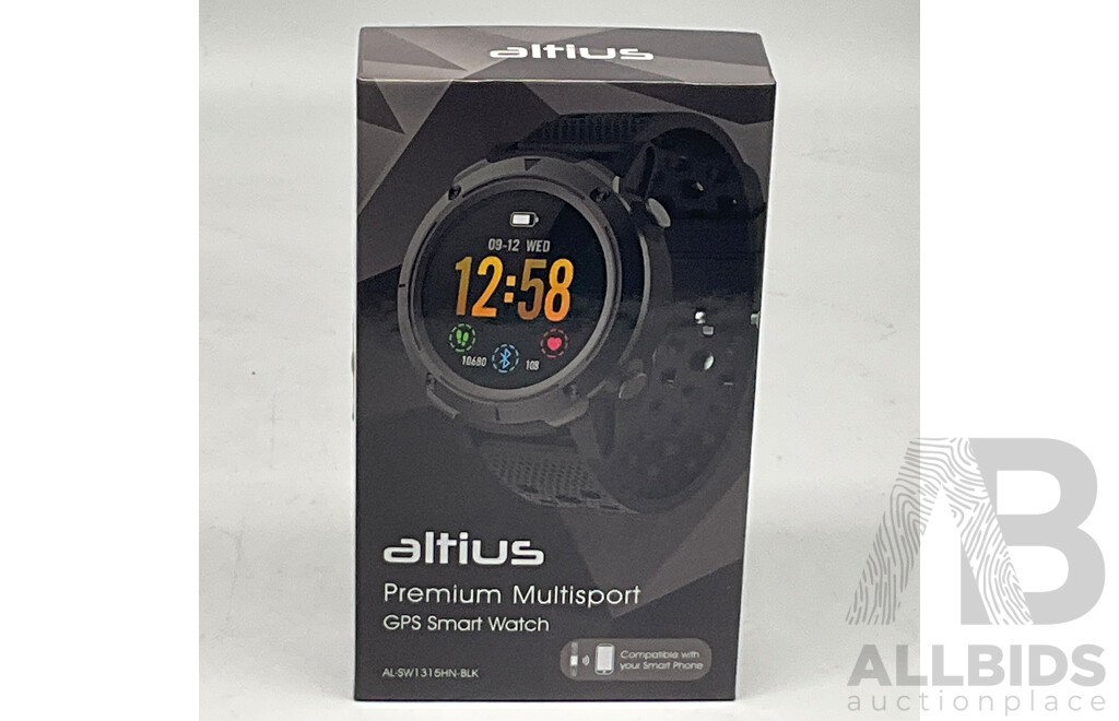 ALTIUS (AL-SW1315HN-BLK) Multisport SmartWatch With GPS - BARACK OBAMA (ISBN 978-0-241-49151-5) a Promised Land - Total ORP $160.44