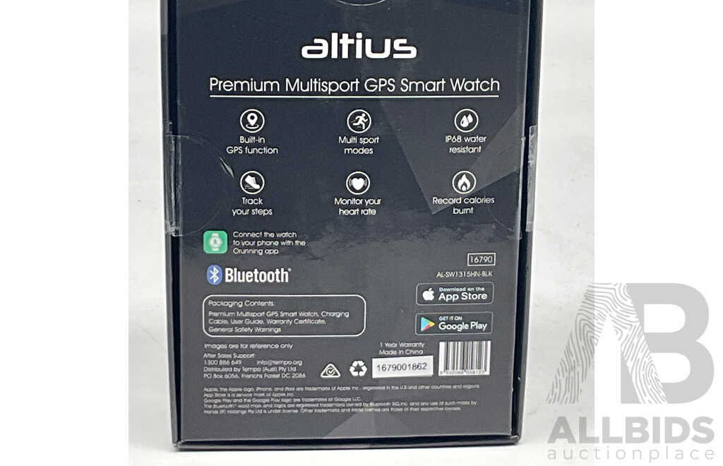 ALTIUS (AL-SW1315HN-BLK) Multisport SmartWatch With GPS - BARACK OBAMA (ISBN 978-0-241-49151-5) a Promised Land - Total ORP $160.44