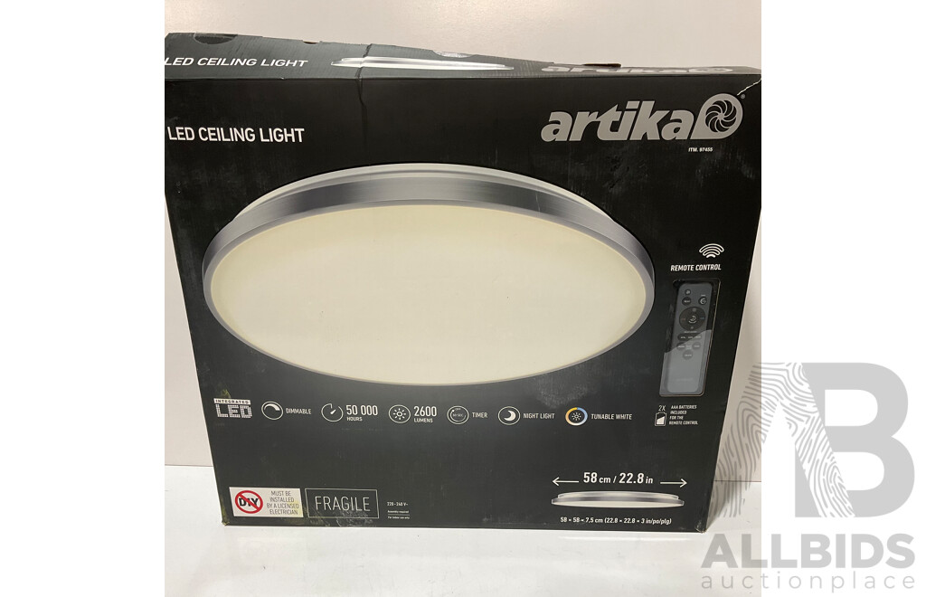 ARTIKA (97455) Jupiter LED Integrated Flush Mount With Remote Control and Variable Color 58cm - LOT of 3 - ORP $263.97