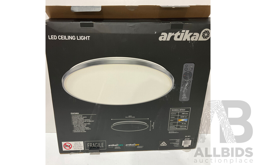 ARTIKA (97455) Jupiter LED Integrated Flush Mount With Remote Control and Variable Color 58cm - LOT of 3 - ORP $263.97