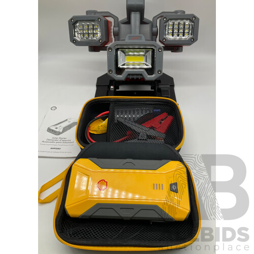 EP 360 2000 Lumens LED Light & SHELL 12000mAH Jump Starter & Power - Lot of 2 - Total ORP $266.98