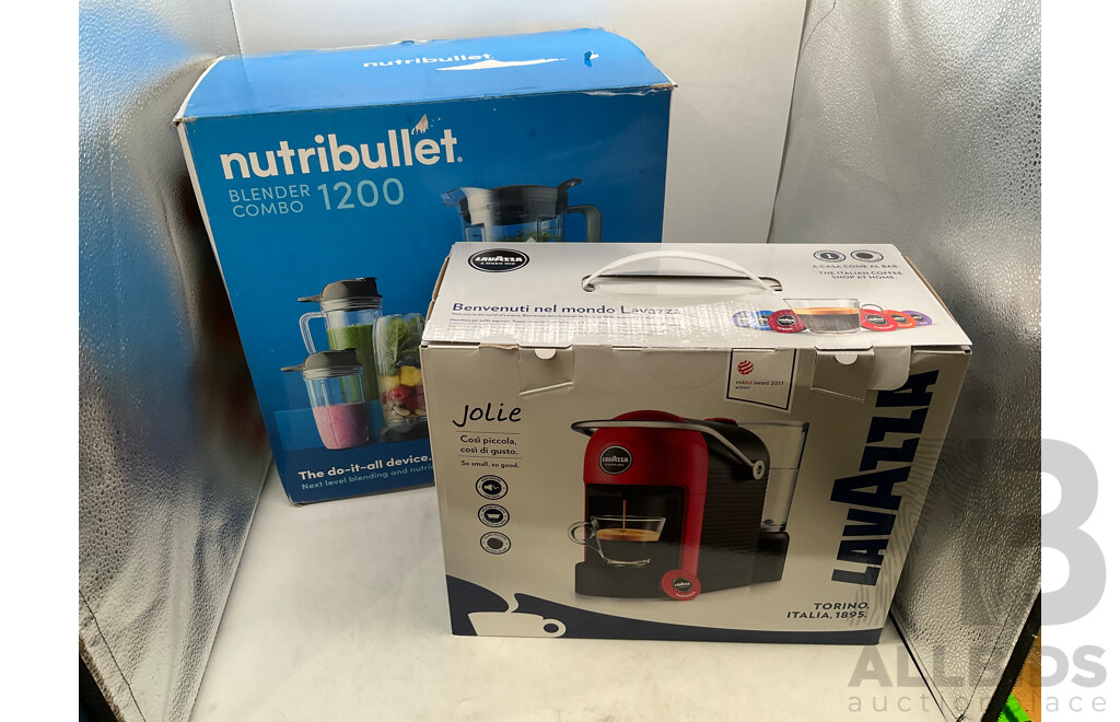 NUTRIBULLET (NBF07500-1210DG) Blender Combo 1200 & LAVAZZA a Modo Mio Jolie - Lot of 2 - Total ORP $338.00
