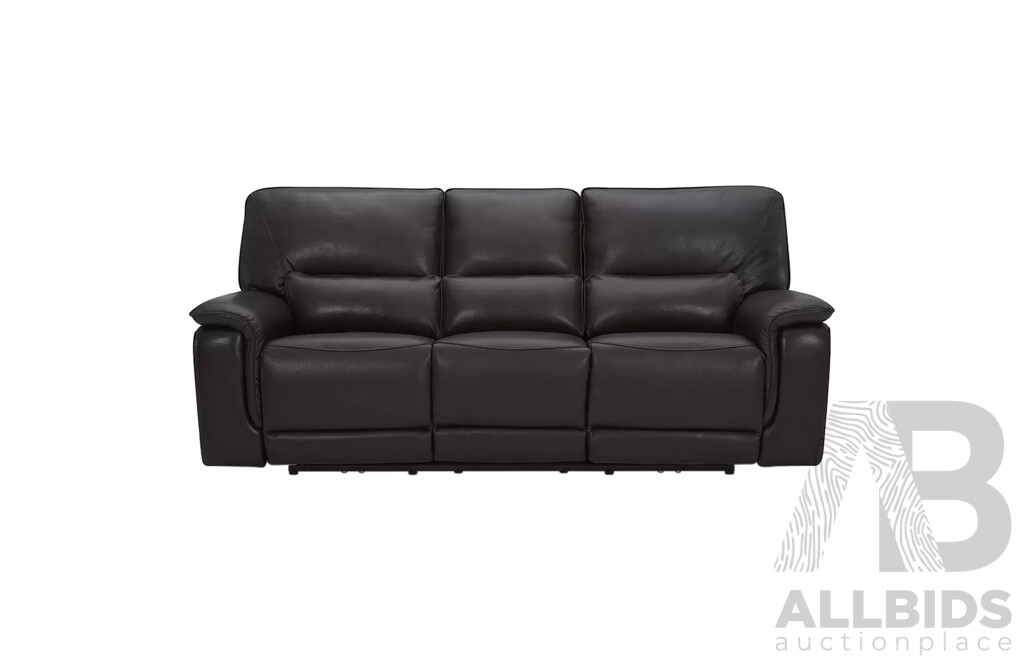 GILMAN CREEK Furniture Leather Power Recliner 3 Seater Lounge, GILMAN CREEK Furniture Leather Power Recliner Single Lounge - LOT of 2  - ORP $3349.98