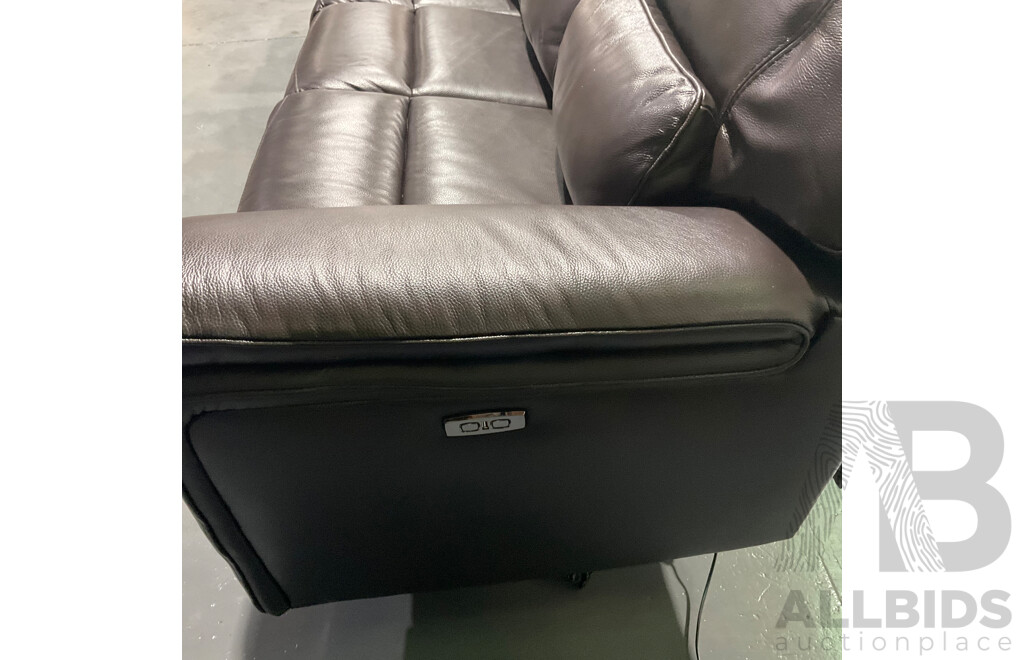 GILMAN CREEK Furniture Leather Power Recliner 3 Seater Lounge, GILMAN CREEK Furniture Leather Power Recliner Single Lounge - LOT of 2  - ORP $3349.98