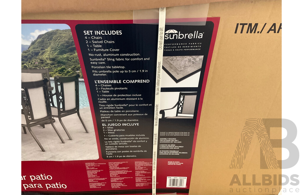AGIO Turner 7 Piece Sling Dining Set- ORP $2199.99